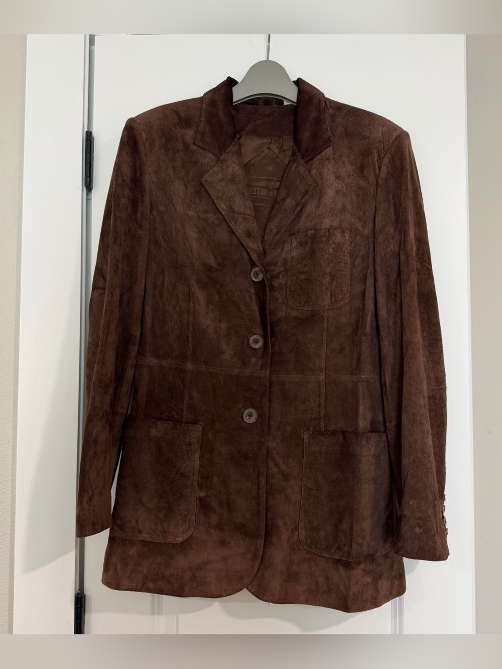 Preston & York Brown Suede Jacket Blazer 100% Leather Buttons Woman’s Size 8